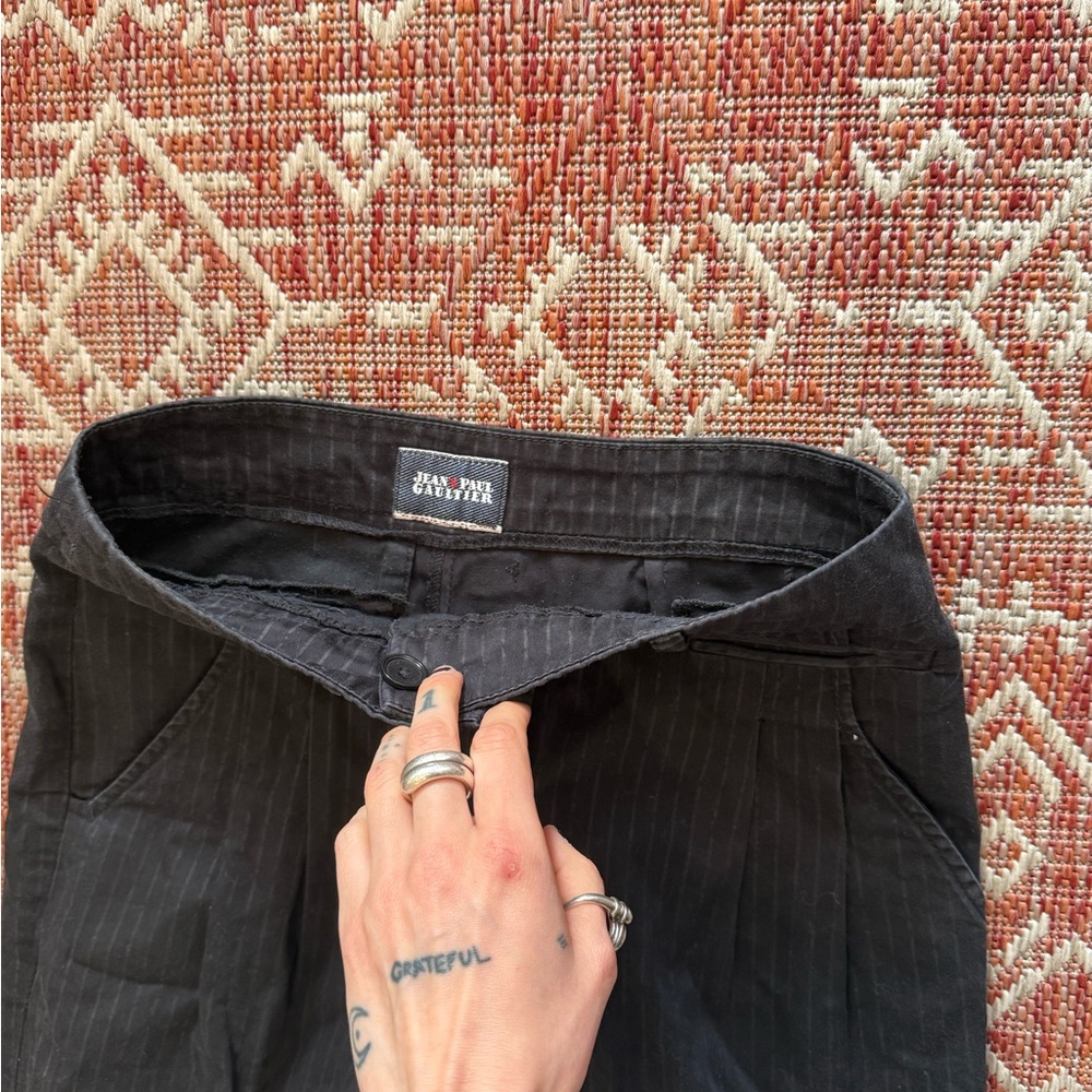 Jean Paul Gaultier Black Pinstripe Skirt with Tailored Waist